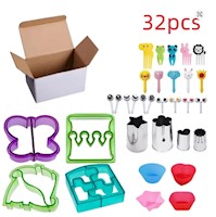 Set de Cortadores de pan, pickers y accesorios para decoracion de loncheras - 32